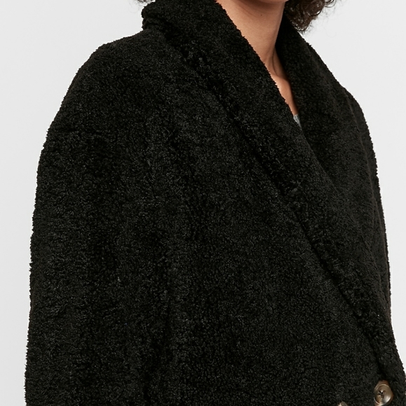 Express Long Double Breasted Faux Fur Coat - Picture 3 of 4